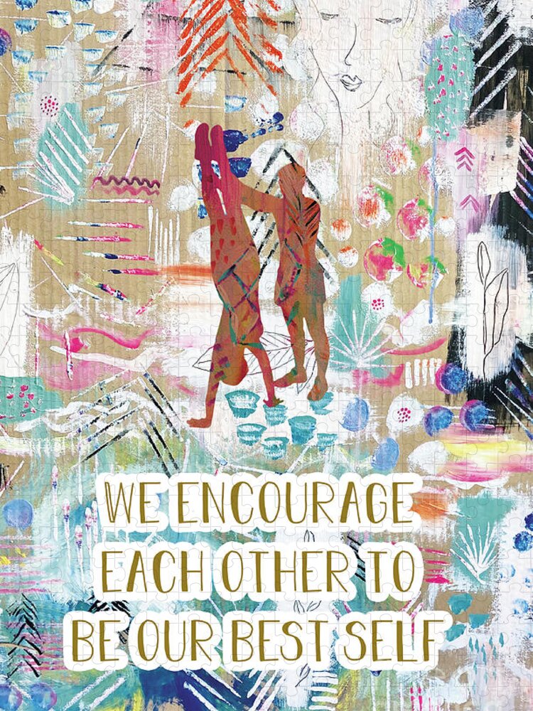 We Encourage Each Other Jigsaw Puzzle featuring the painting We encourage each other by Claudia Schoen