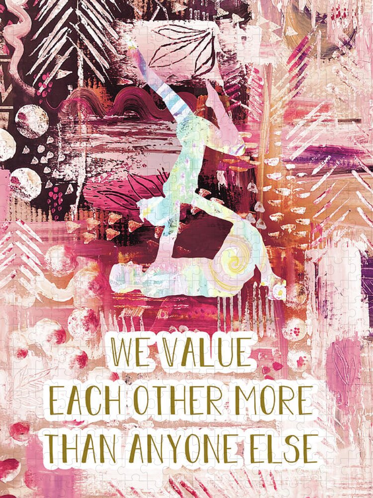 We Value Each Other Jigsaw Puzzle featuring the drawing We value each other by Claudia Schoen