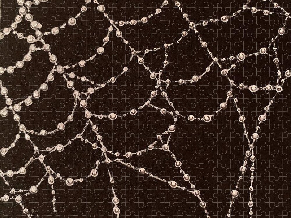 Spider Web Jigsaw Puzzle featuring the mixed media Web of Pearls by Brenna Woods