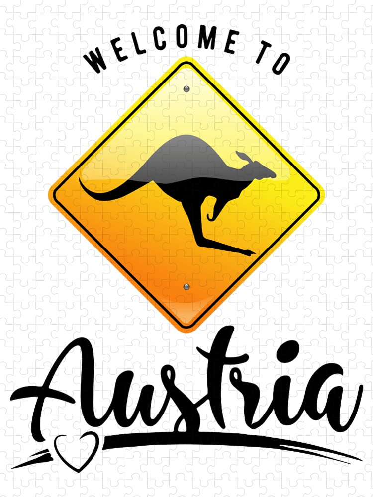 Welcome To Austria T Shirt Australian Road Sign Tees Warning Kangaroos  Ahead Shirts Kangaroo Sign 1 Jigsaw Puzzle by Mounir Khalfouf - Pixels  Puzzles
