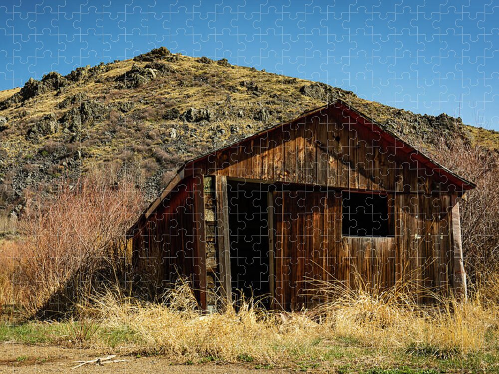 Pioneer Jigsaw Puzzle featuring the photograph Western Pioneer Cabin by Ron Long Ltd Photography