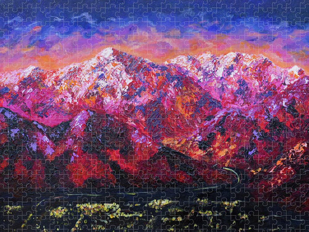 Mountain Jigsaw Puzzle featuring the painting What Dreams May Come by Ashley Wright