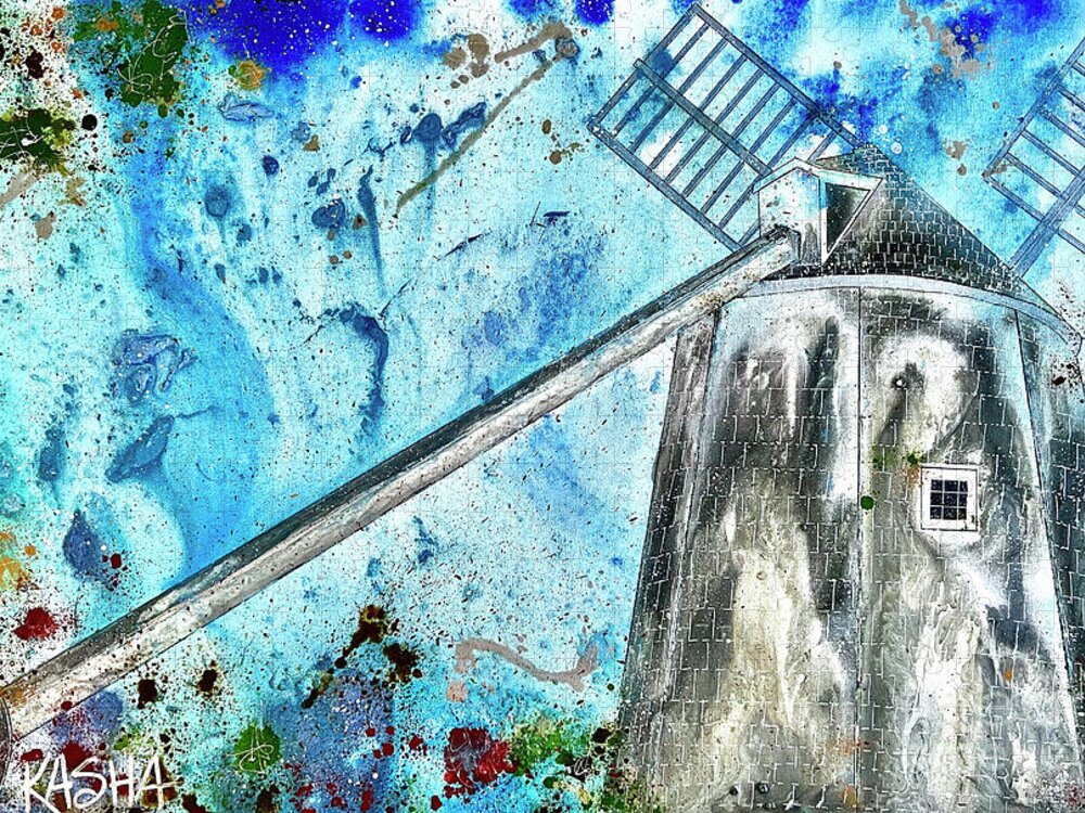 Cape Cod Windmill Jigsaw Puzzle featuring the painting Wheelin' by Kasha Ritter
