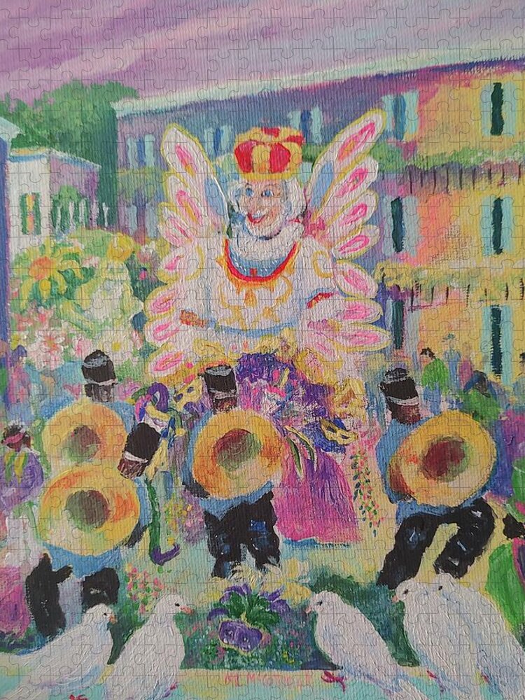 Mardi Gras Jigsaw Puzzle featuring the painting When the Saints Go Marching In---Mardi Gras King Rex by ML McCormick