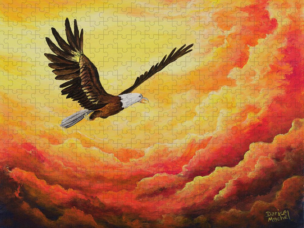 Bird Jigsaw Puzzle featuring the painting Where Eagles Soar by Darice Machel McGuire