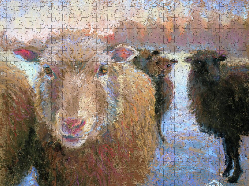 Sheep Jigsaw Puzzle featuring the painting Where the Sheep Stand Still by Susan Jenkins