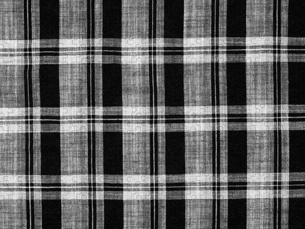 White and black checkered plaid fabric texture, tartan texture Jigsaw  Puzzle by Julien - Pixels Puzzles