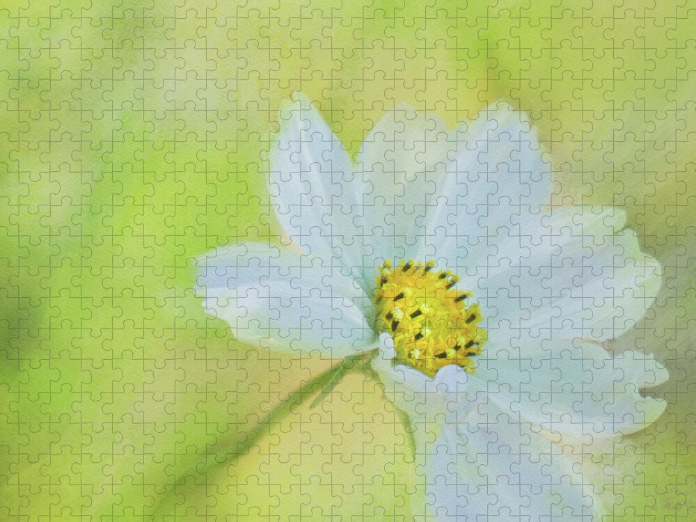 Cosmos Jigsaw Puzzle featuring the mixed media White Cosmos Dreams I by Shari Warren
