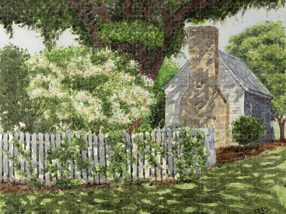 White Fence Jigsaw Puzzle featuring the painting White Fence by Tesh Parekh