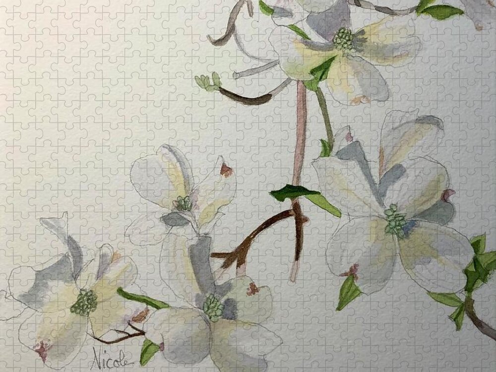 Dogwood Jigsaw Puzzle featuring the painting White on White by Nicole Curreri