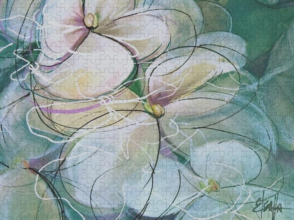 Violets Jigsaw Puzzle featuring the mixed media White Violets by Eleatta Diver