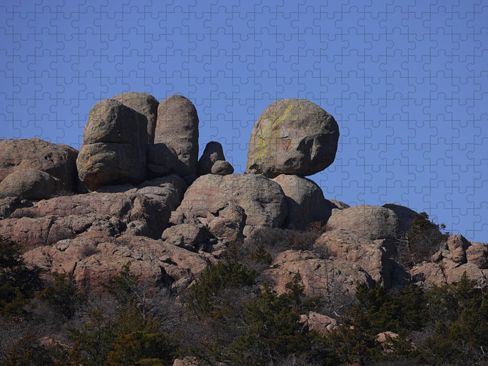 Post Oak Boulders Jigsaw Puzzle featuring the photograph Wichita Mountains 3338 by John Moyer