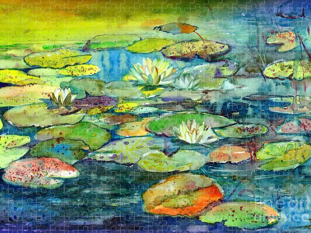 Wild Jigsaw Puzzle featuring the painting Wild Pond by Suzann Sines
