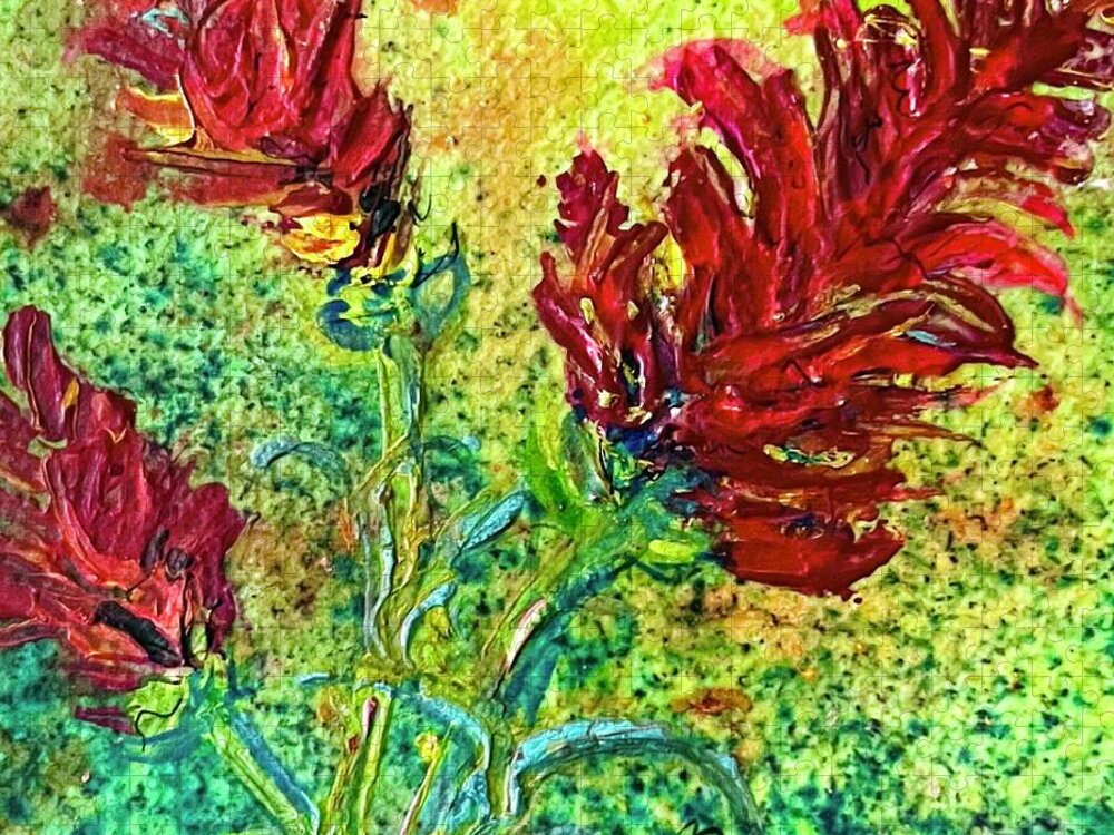 Indian Paintbrush Jigsaw Puzzle featuring the painting Wild Thing - Indian Paintbrush by Cheryl Prather