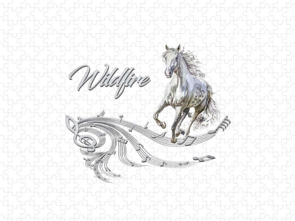 Horse Jigsaw Puzzle featuring the mixed media Wildfire Dream Horse Art 1 by Walter Herrit