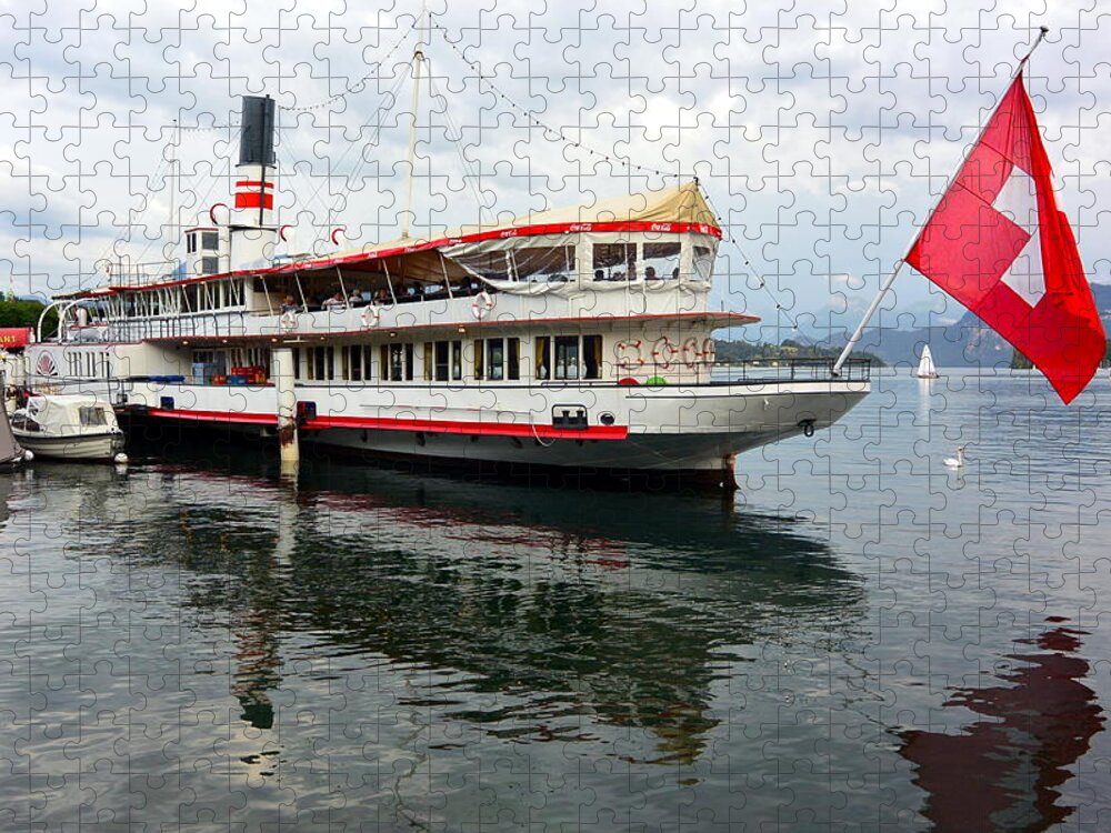 Paddle Steamer Jigsaw Puzzle featuring the photograph Wilhelm Tell Paddle Steamer by Two Small Potatoes