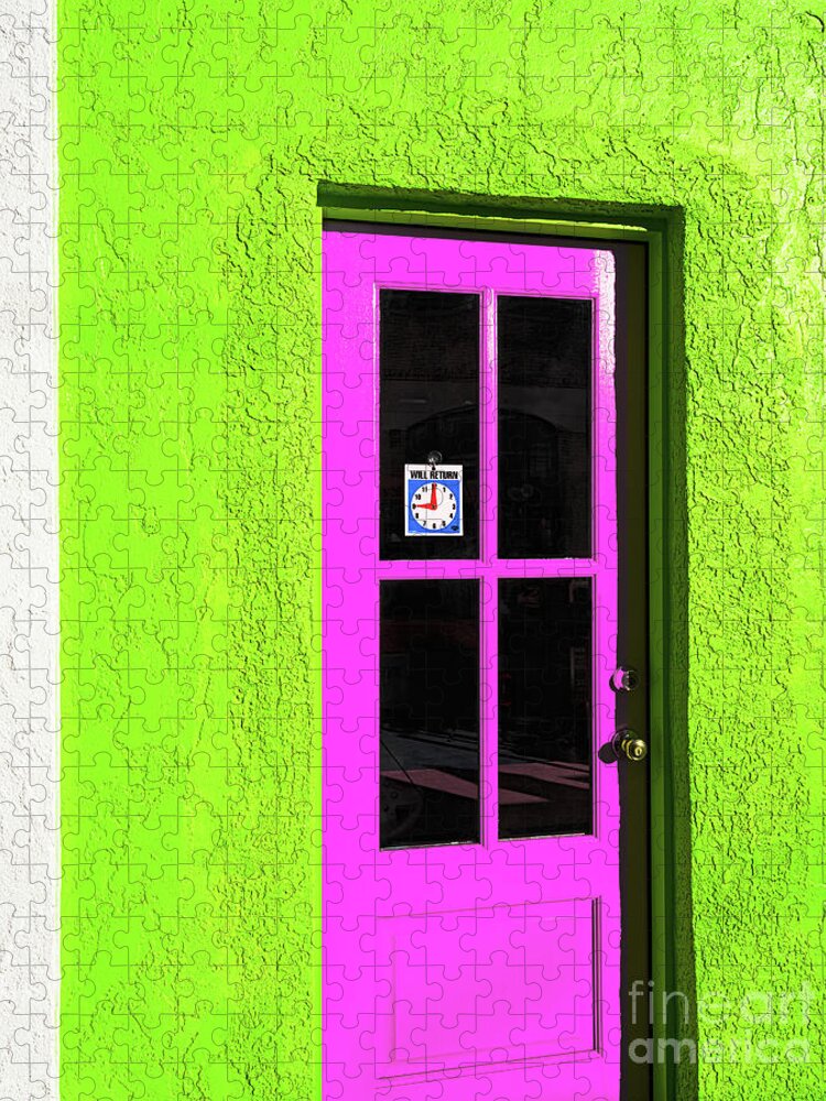 Door Jigsaw Puzzle featuring the photograph Will Return 9 O Clock, Bisbee, Arizona by Don Schimmel