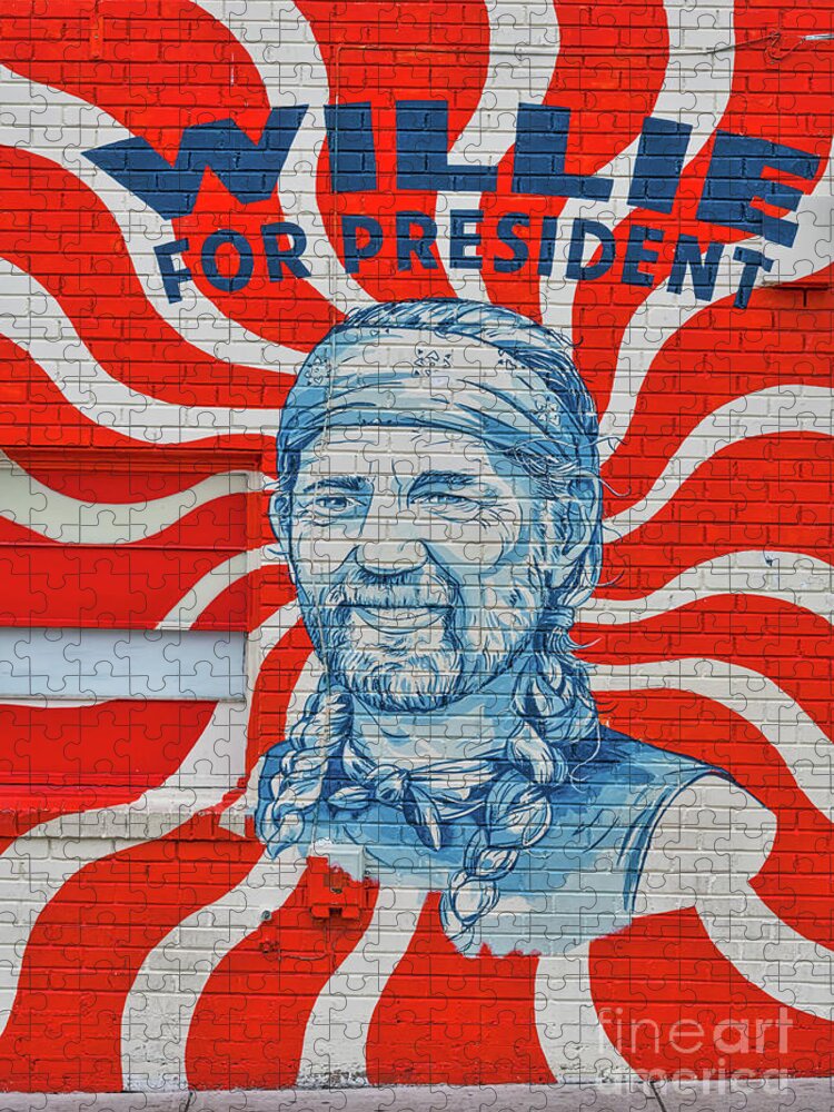 Willie For President Mural Jigsaw Puzzle featuring the photograph Willie For President Mural by Bee Creek Photography - Tod and Cynthia