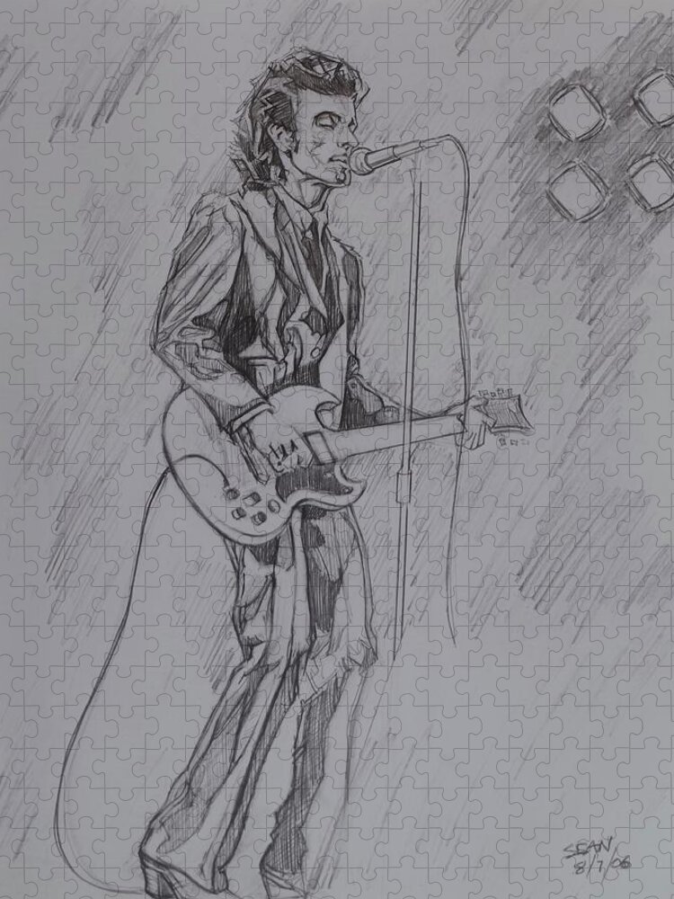 Pencil Jigsaw Puzzle featuring the drawing Willy DeVille - Steady Drivin' Man by Sean Connolly