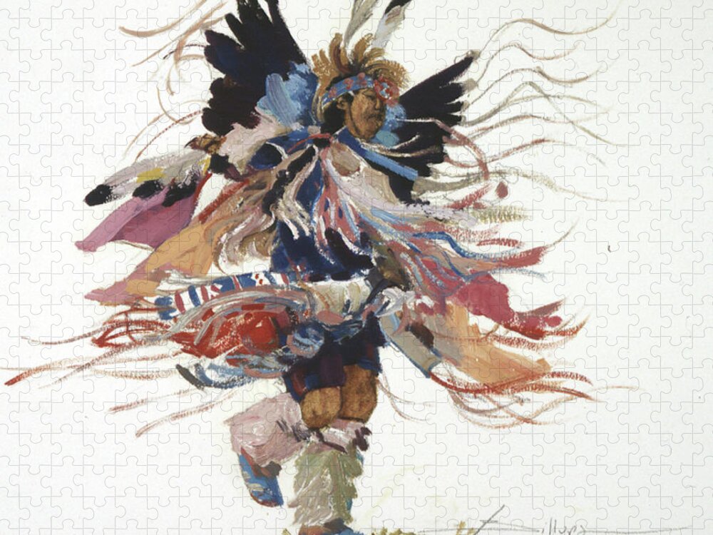 Native Dancer Puzzle featuring the painting Wind Dancer II by Elizabeth J Billups