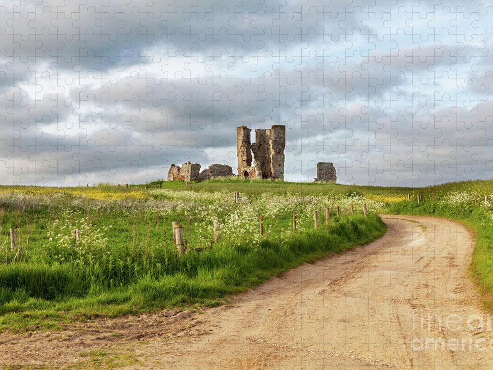 British Jigsaw Puzzle featuring the photograph Winding road leading to a chirch ruin in Norfolk by Simon Bratt