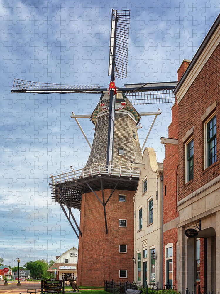 Windmill Jigsaw Puzzle featuring the photograph Windmill and Historical Village Museum - Pella Iowa by Susan Rissi Tregoning