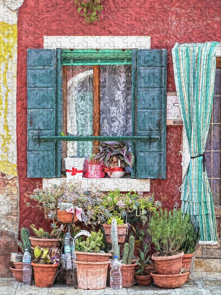 Venice Jigsaw Puzzle featuring the photograph Window Flowers of Venice by David Letts