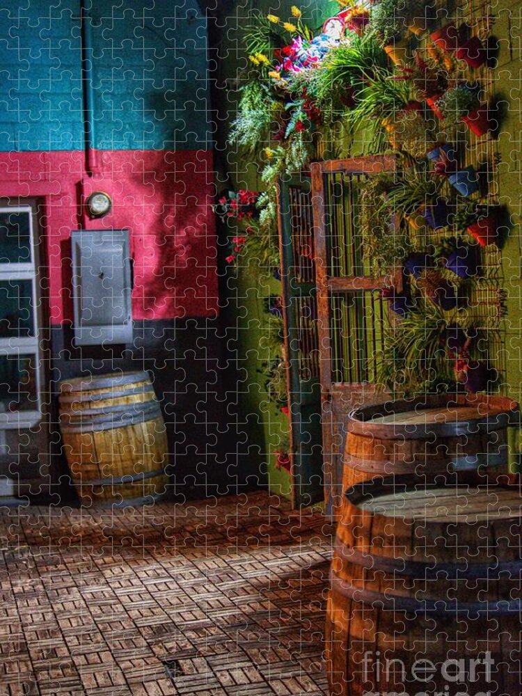  Jigsaw Puzzle featuring the photograph Wine Barrels in the Night by Rodney Lee Williams