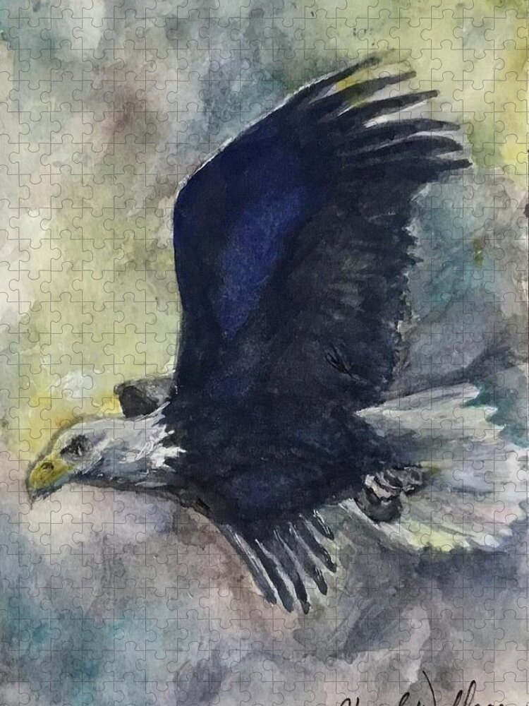 Bird Jigsaw Puzzle featuring the painting Wings of Eagles by Cheryl Wallace