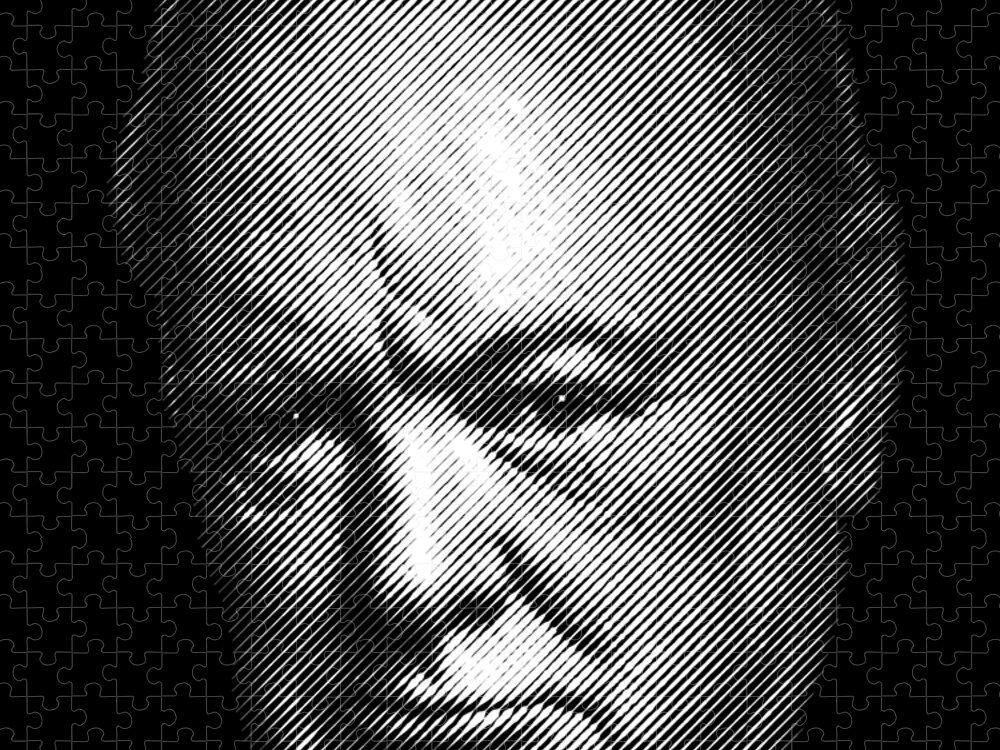 Churchill Jigsaw Puzzle featuring the digital art Winston Churchill portrait by Cu Biz