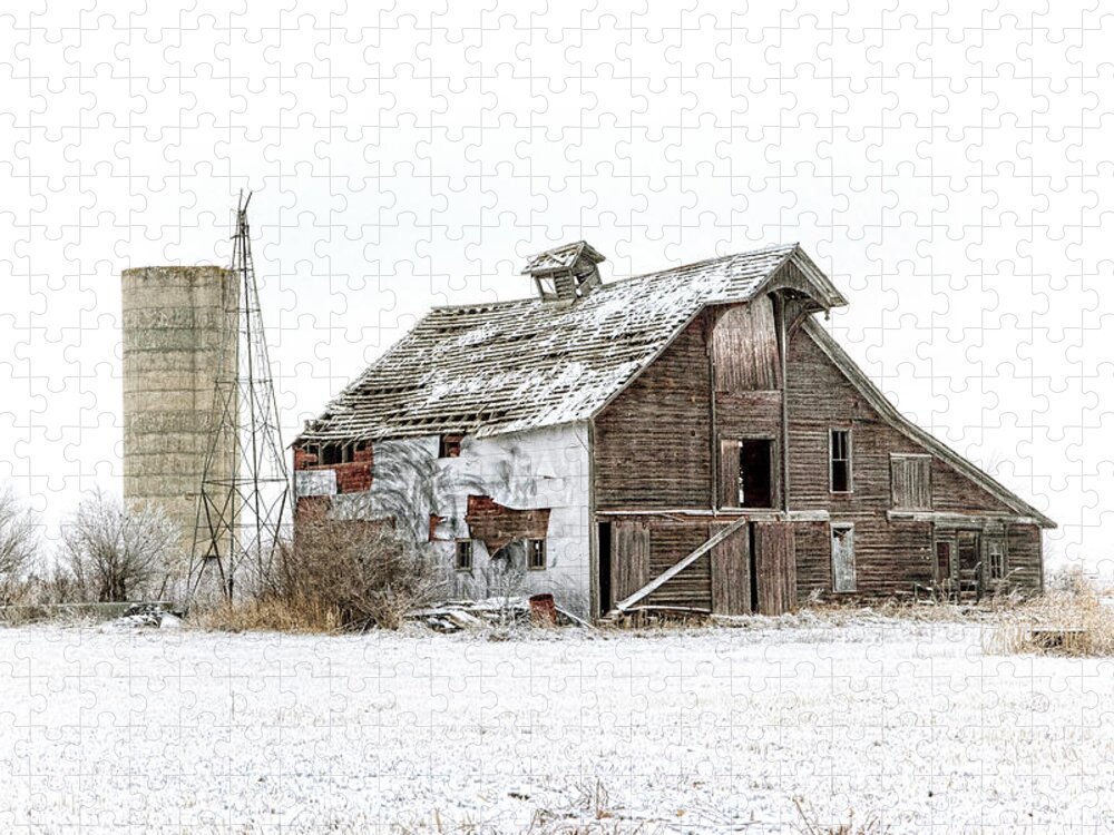 Barn Jigsaw Puzzle featuring the photograph Winter Barn by Ron Weathers