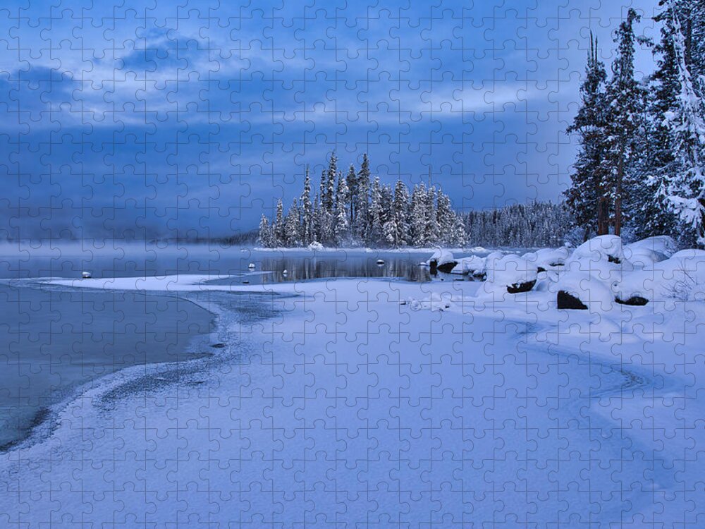 Winter Blues At Lake Wenatchee Jigsaw Puzzle featuring the photograph Winter Blues at Lake Wenatchee by Lynn Hopwood