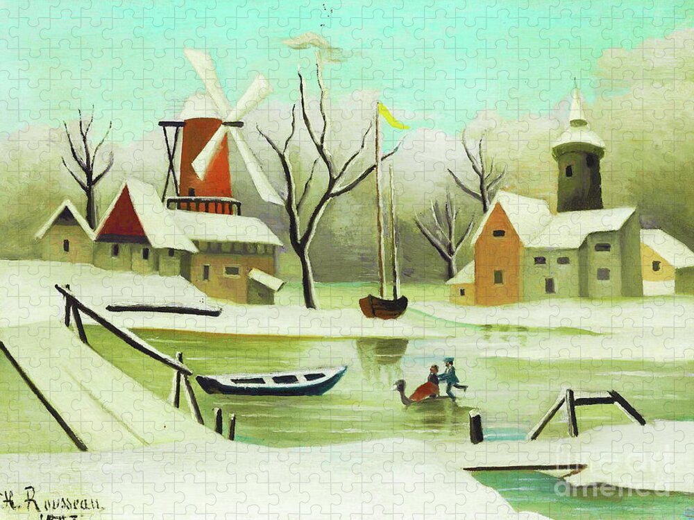 Winter Jigsaw Puzzle featuring the painting Winter by Henri Rousseau