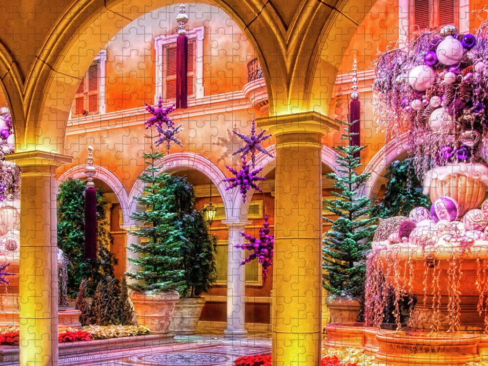 Bellagio Jigsaw Puzzle featuring the photograph Winter Holidays at Bellagio, Las Vegas by Tatiana Travelways