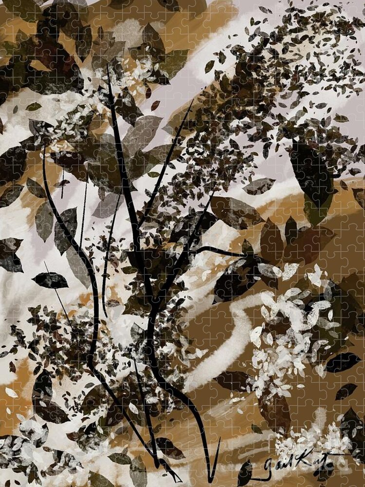 Abstract Nature Brown Puzzle featuring the digital art Winter In The Rockies 2 by Gail Kirtz