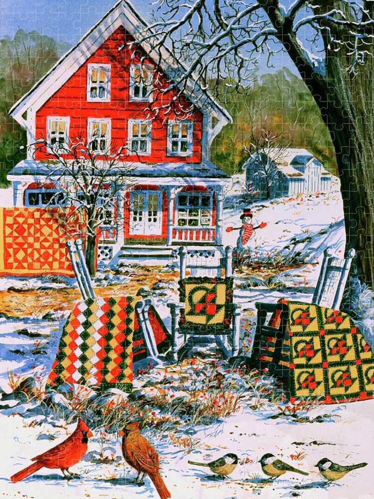 Winter Jigsaw Puzzle featuring the painting Winter Joy by Diane Phalen