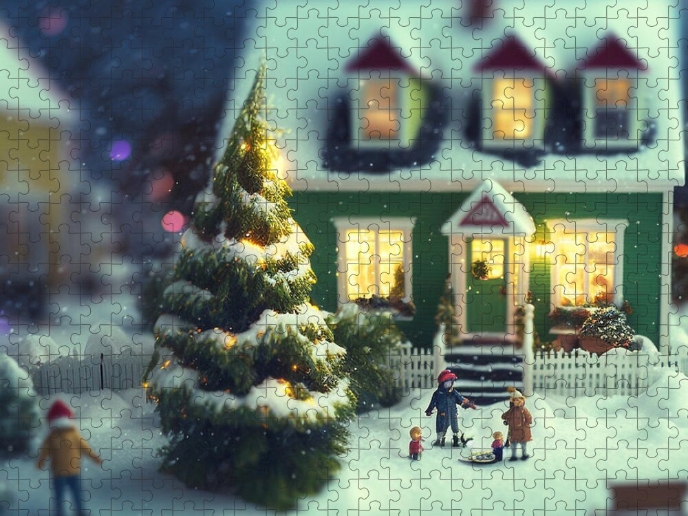 Winter Jigsaw Puzzle featuring the digital art Winter Miniature 1 by Jay Schankman