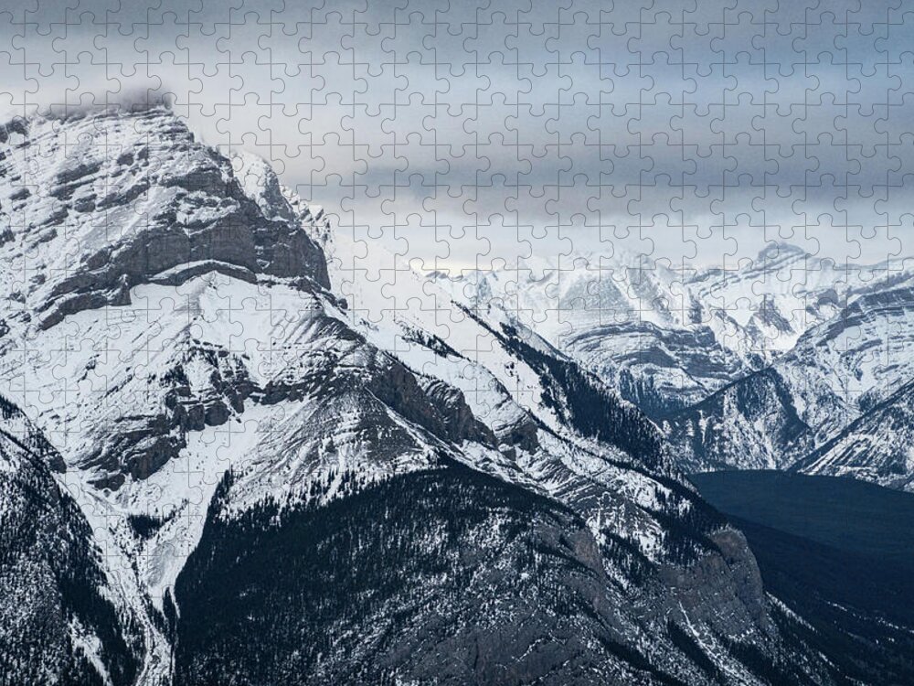 Winter Jigsaw Puzzle featuring the photograph winter mountains Banff by Phil And Karen Rispin