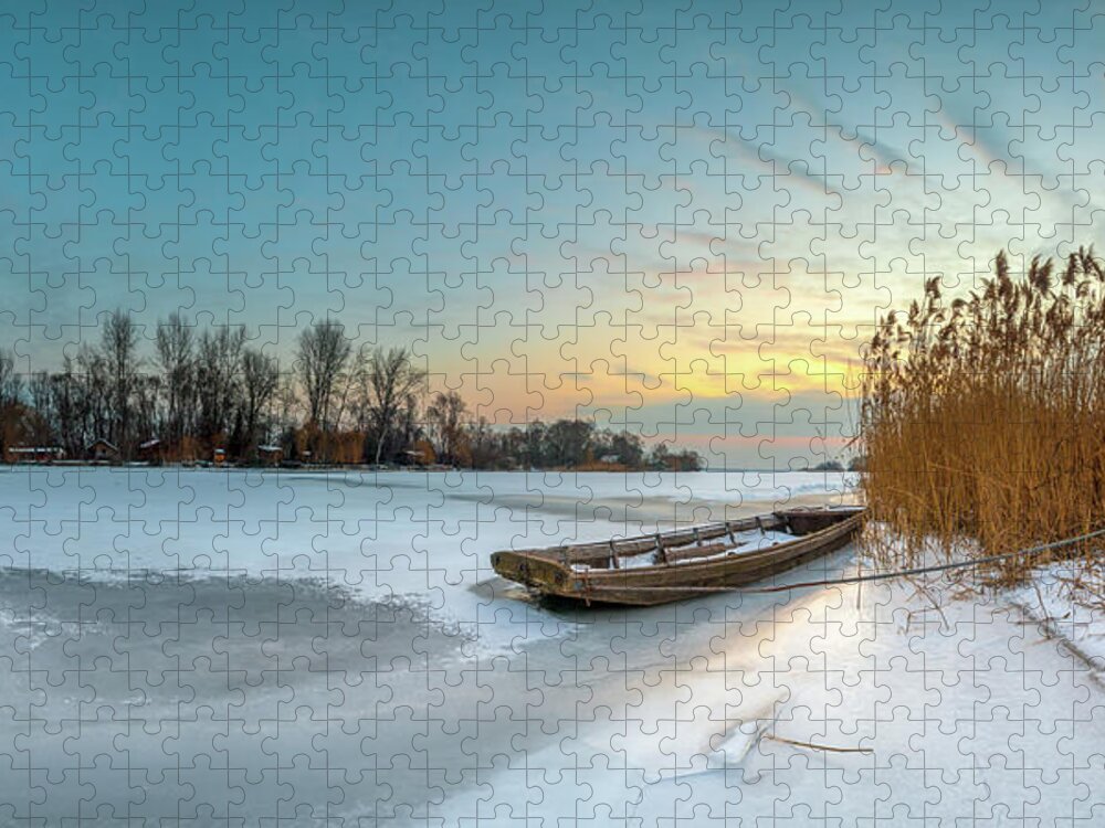Landscape Jigsaw Puzzle featuring the photograph Winter on Drava river by Davorin Mance