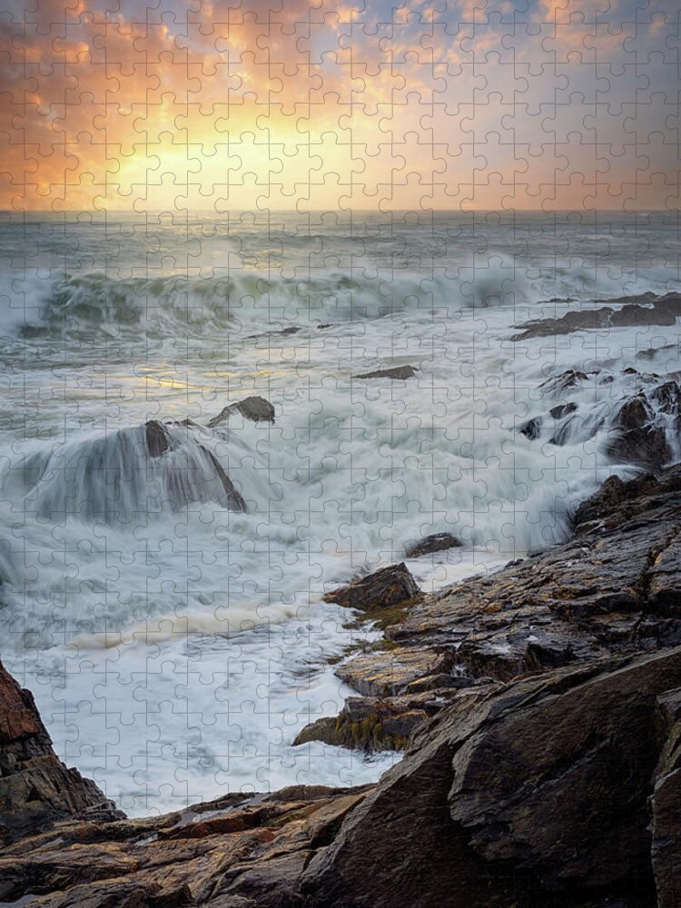 Marginal Way Jigsaw Puzzle featuring the photograph Winter Waves in Ogunquit by Kristen Wilkinson
