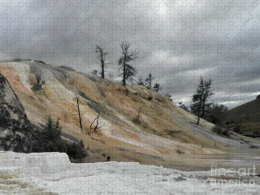 Yellowstone National Park Jigsaw Puzzle featuring the photograph Photo Study Wishbone Mountain by L A Feldstein
