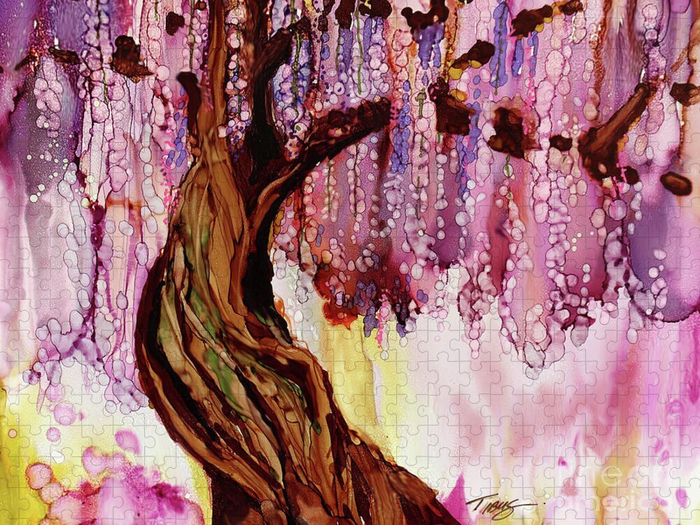 Tree Jigsaw Puzzle featuring the painting Wisteria by Julie Tibus