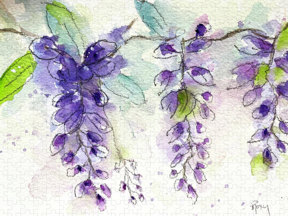 Original Jigsaw Puzzle featuring the painting Wisteria Vine by Roxy Rich