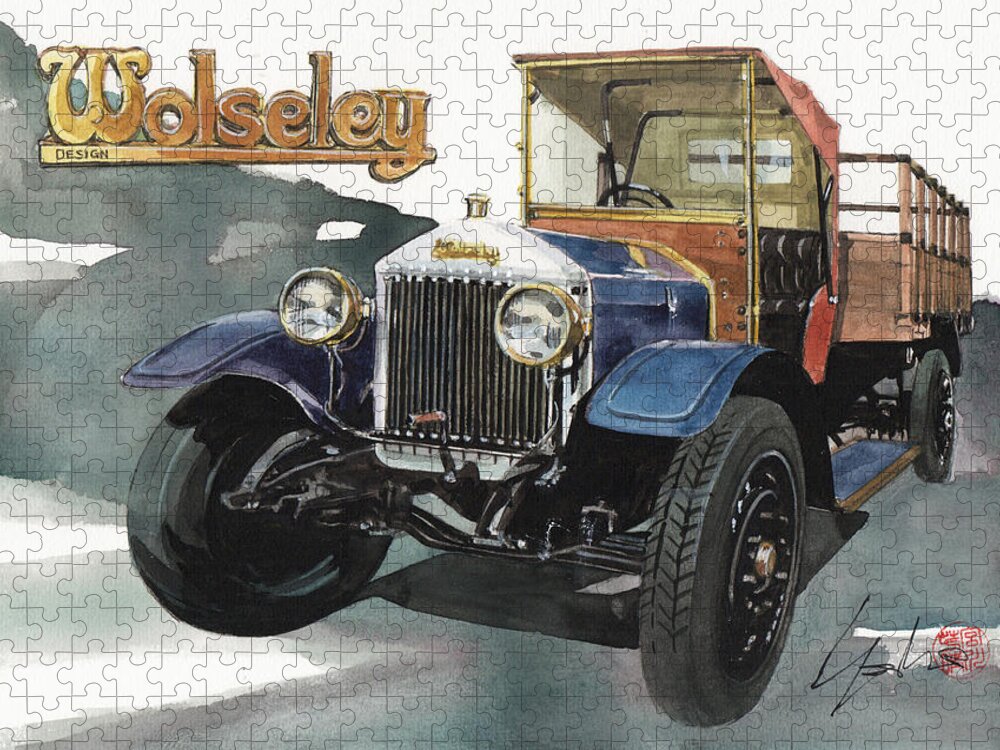 Wolseley Jigsaw Puzzle featuring the painting Wolseley Type CP truck by Yoshiharu Miyakawa
