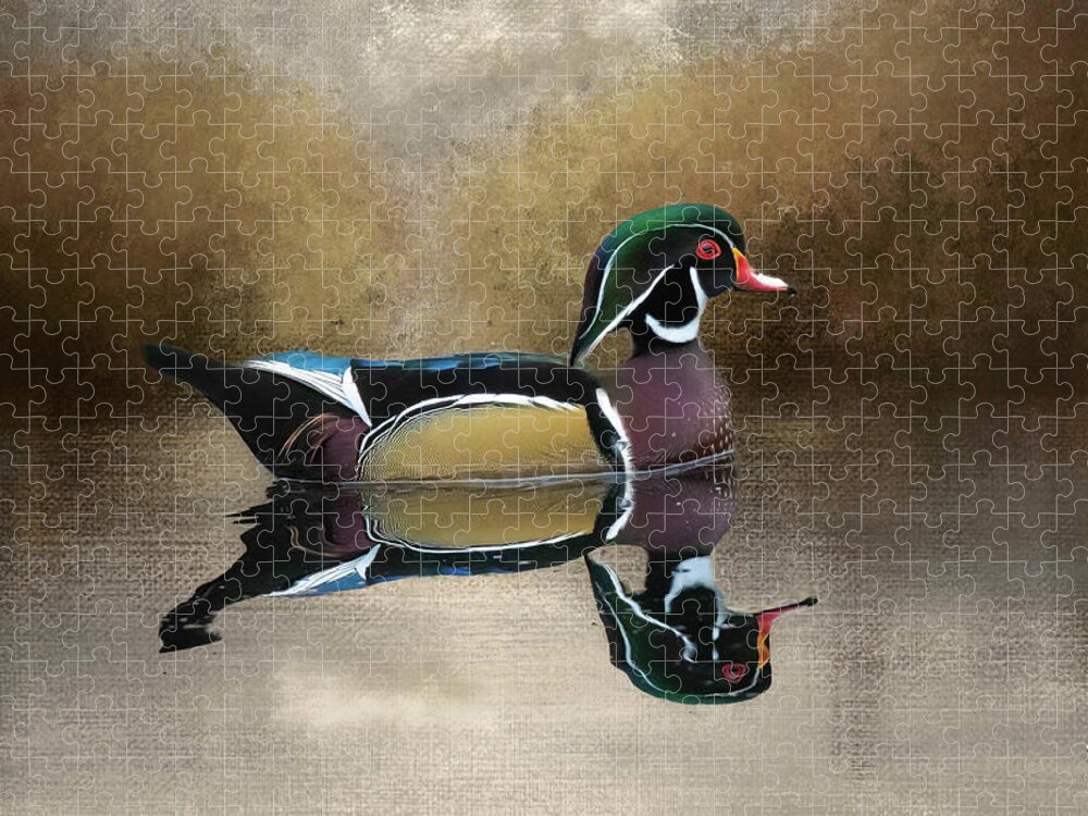 Wood Duck Jigsaw Puzzle featuring the photograph Wood Duck Reflection by Pam Rendall