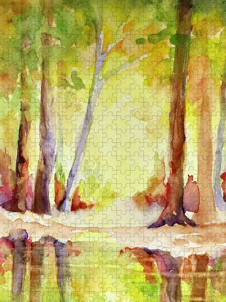 Forest Jigsaw Puzzle featuring the painting Wood Element by Caroline Patrick