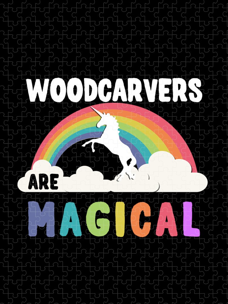 Funny Jigsaw Puzzle featuring the digital art Woodcarvers Are Magical by Flippin Sweet Gear