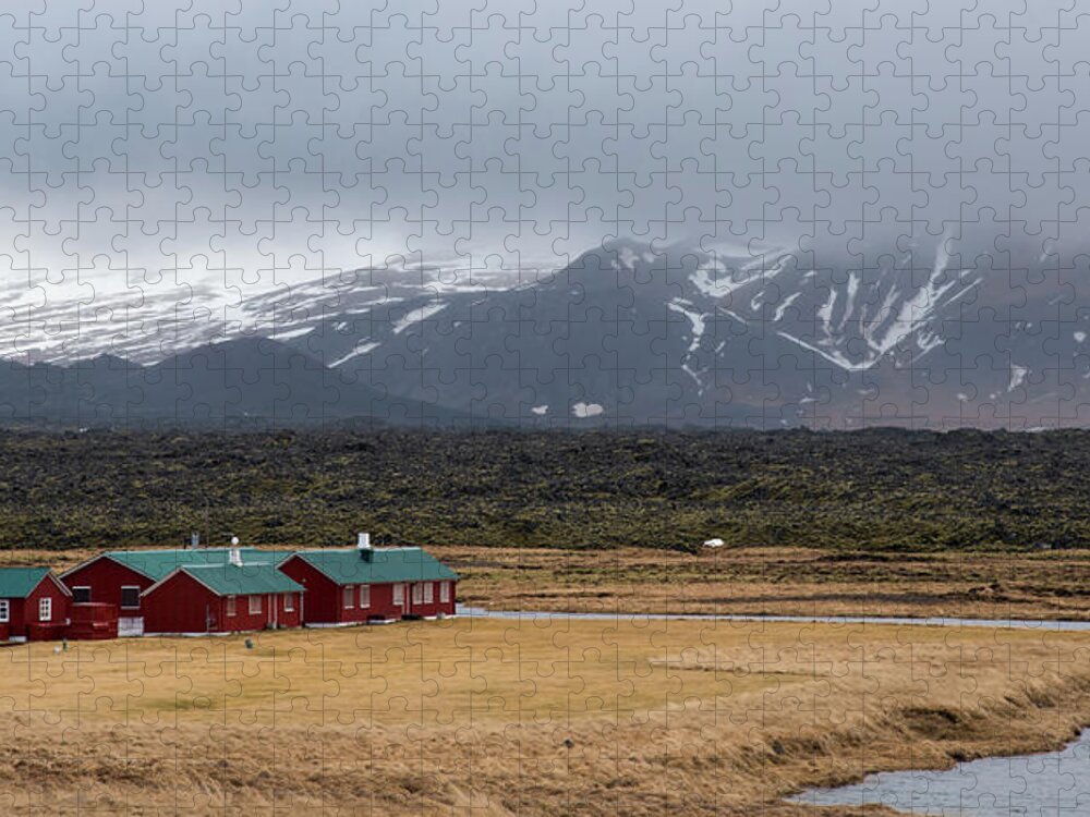 Iceland Jigsaw Puzzle featuring the photograph Wooden vacation cottage houses by Michalakis Ppalis