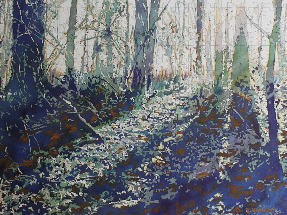 Woods Jigsaw Puzzle featuring the painting Woodland Drama by Jenny Armitage