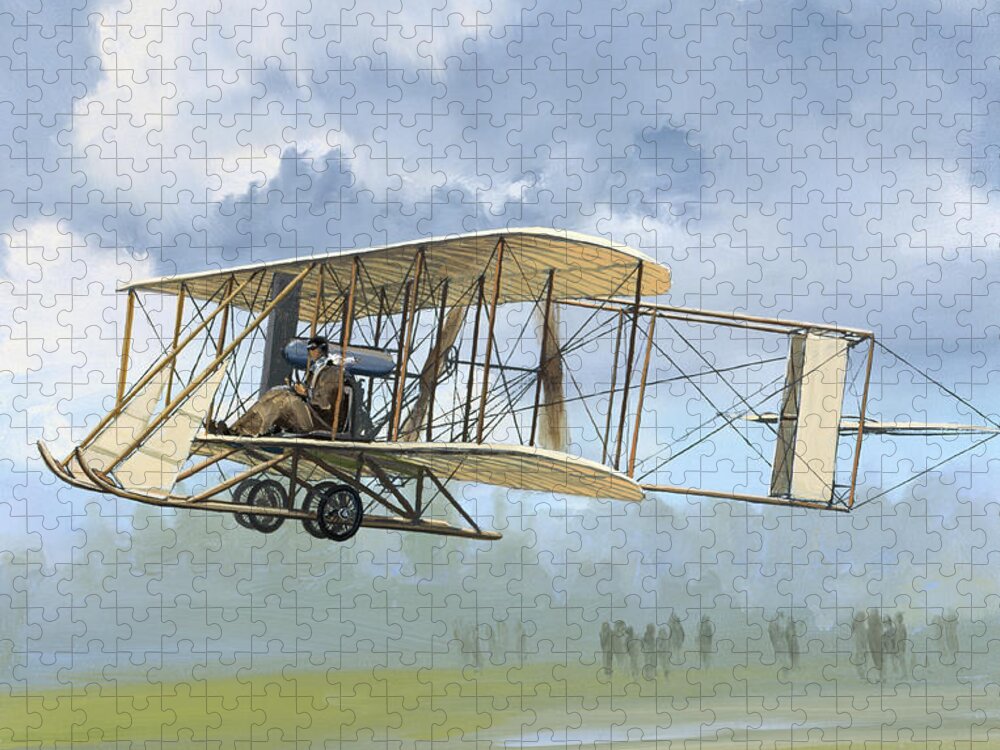 Aviation Jigsaw Puzzle featuring the painting Wright Model B Flyer by Jack Fellows